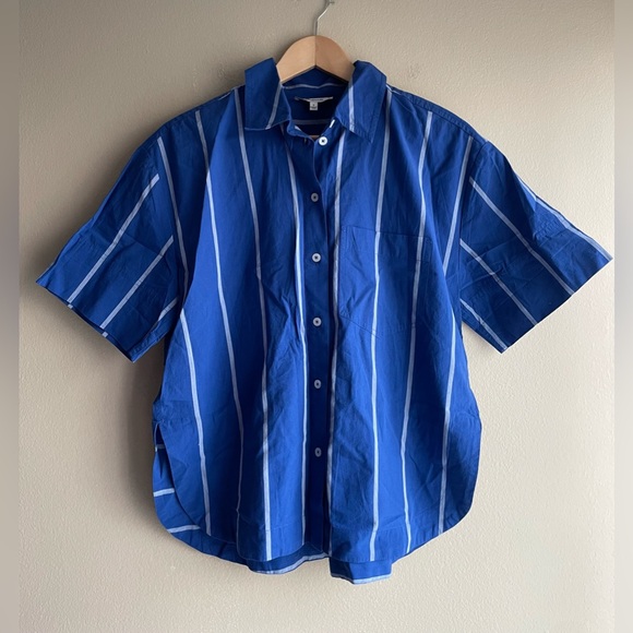 New Madewell Oversized Boxy Button Up Shirt in Signature Poplin Blue Small - Picture 7 of 15